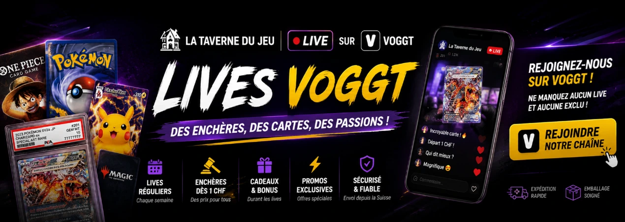 Lives Voggt La Taverne du Jeu avec enchères TCG, comics et produits collector en direct