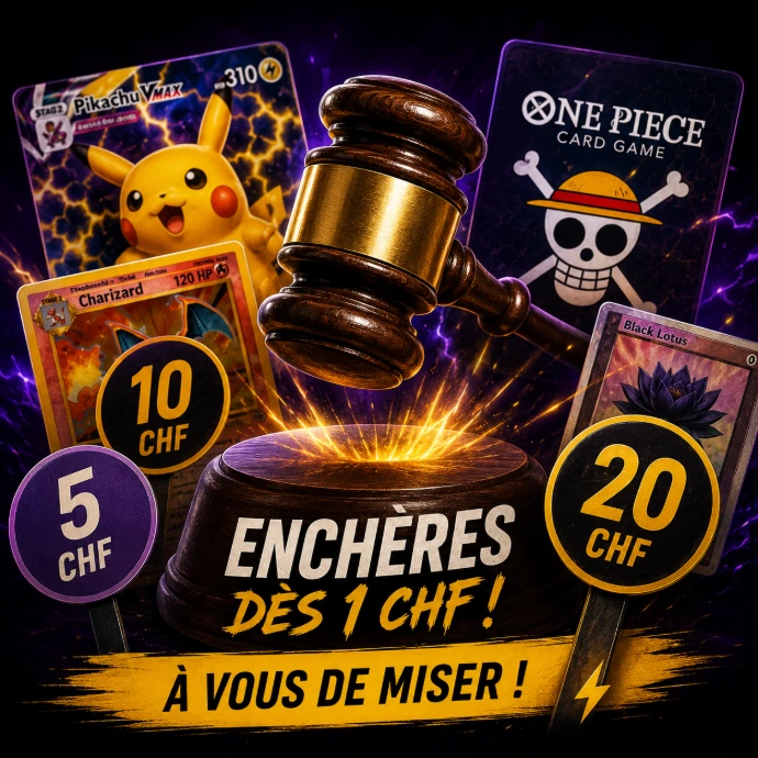 Enchères de cartes Pokémon, One Piece, Magic et collectibles dès 1 CHF sur les lives Voggt