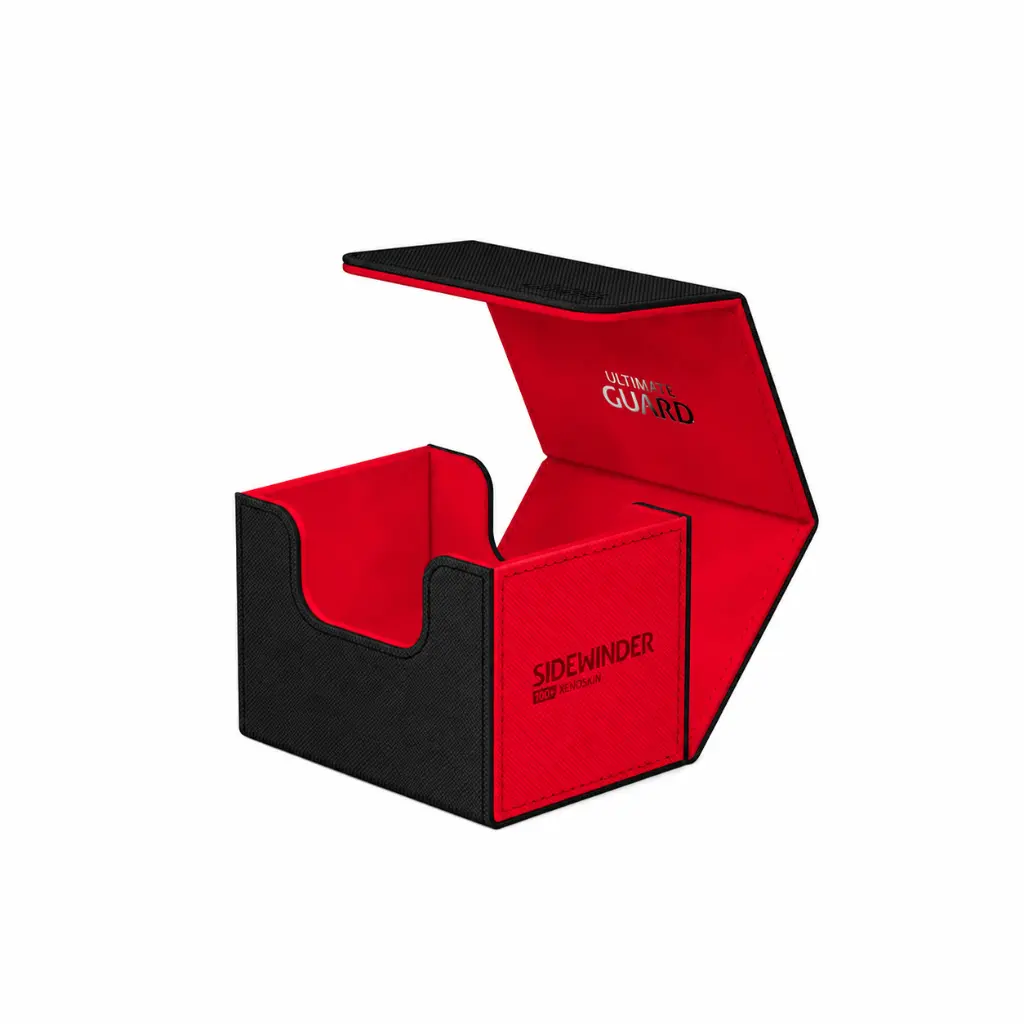 Boîte de cartes Sidewinder ouverte rouge et noire.webp