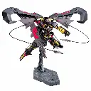 Maquette mécha noir, or et rouge en vol.webp