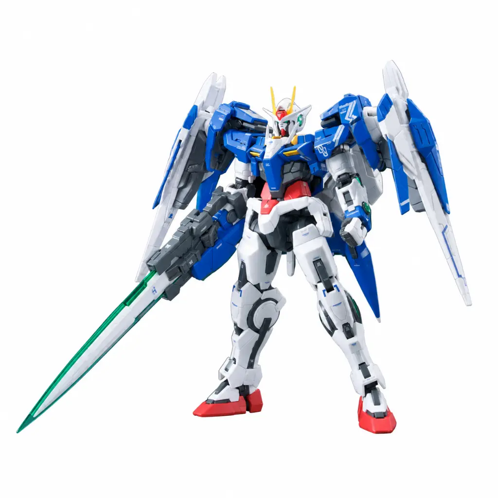Maquette de mécha Gundam aux ailes déployées.webp