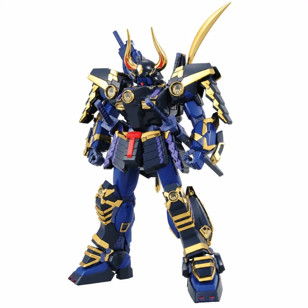 Maquette mecha samouraï bleu et or.webp