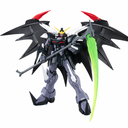 Figurine mecha ailée au fauchard vert.png