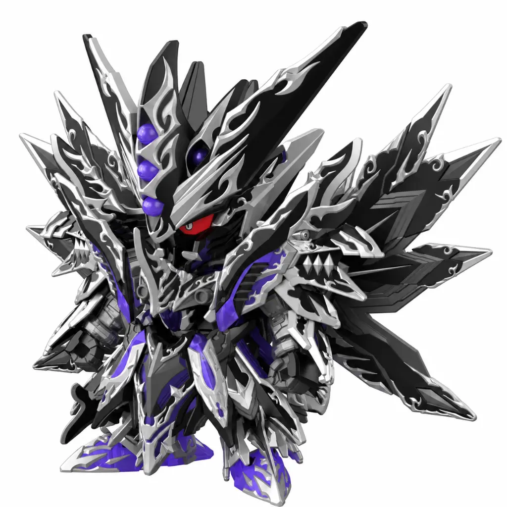 Mecha chibi noir aux orbes violets.webp
