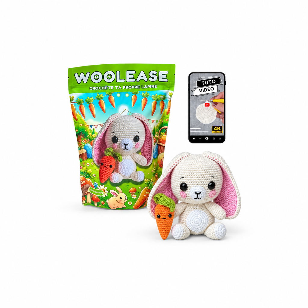 Woolease – Kit Crochet DIY Lapine avec Carotte – Intermédiaire12+