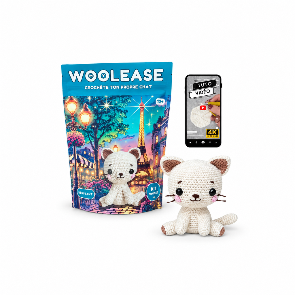 Woolease – Kit Crochet DIY Chat – Débutant 12+