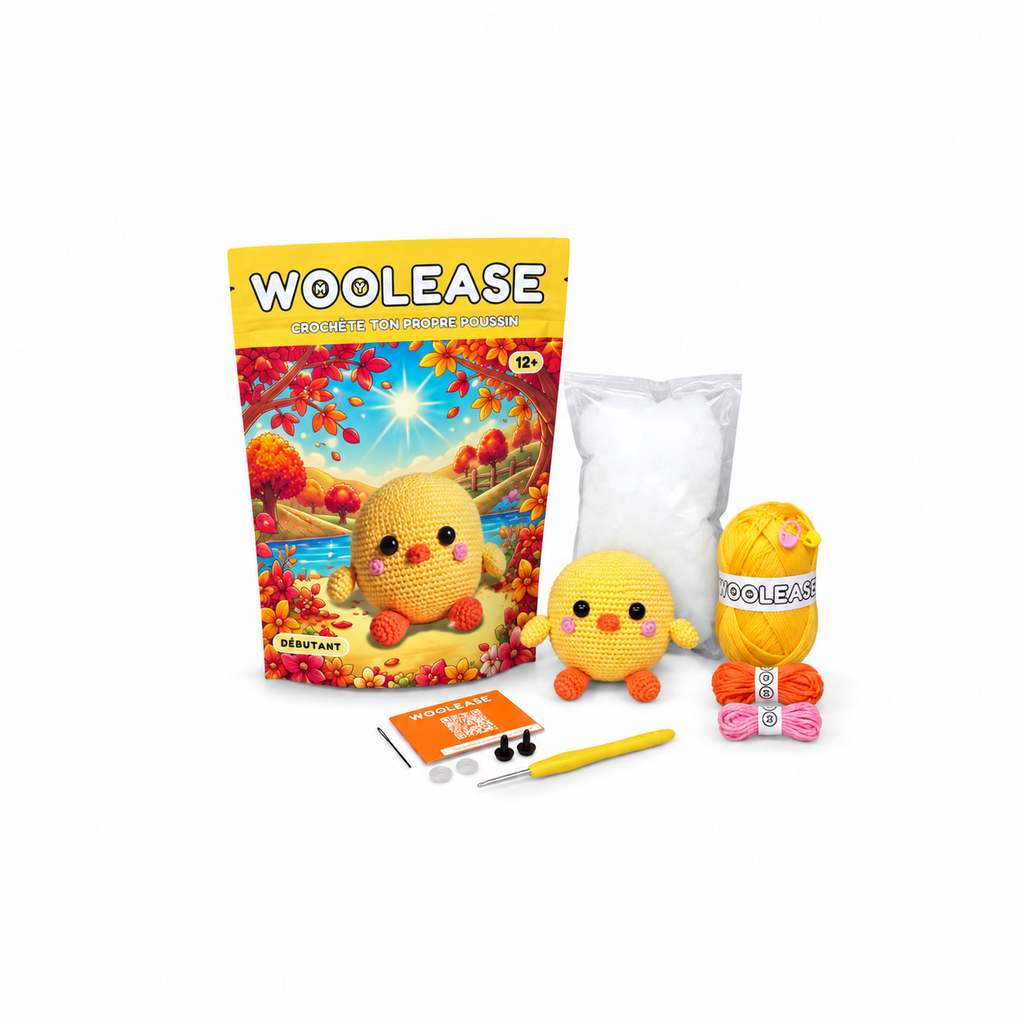 Woolease – Kit Crochet DIY Poussin « Piou Piou » – Débutant 12+