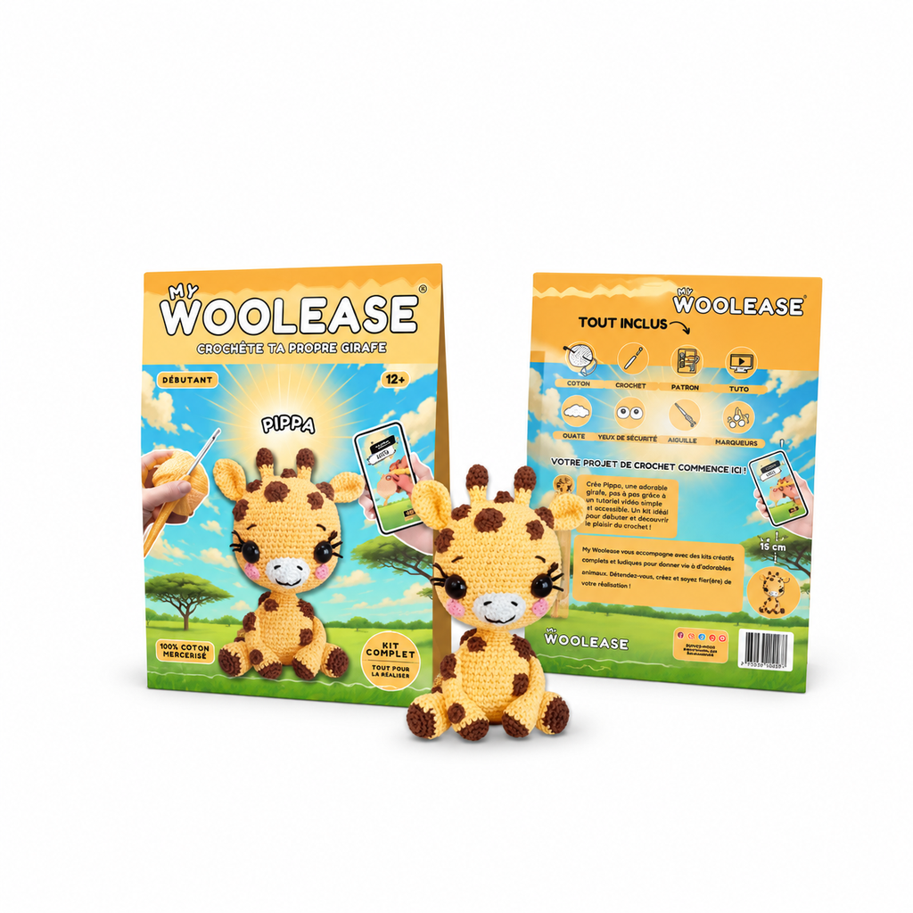 Woolease – Kit Crochet DIY Girafe « Pippa » – Débutant 12+