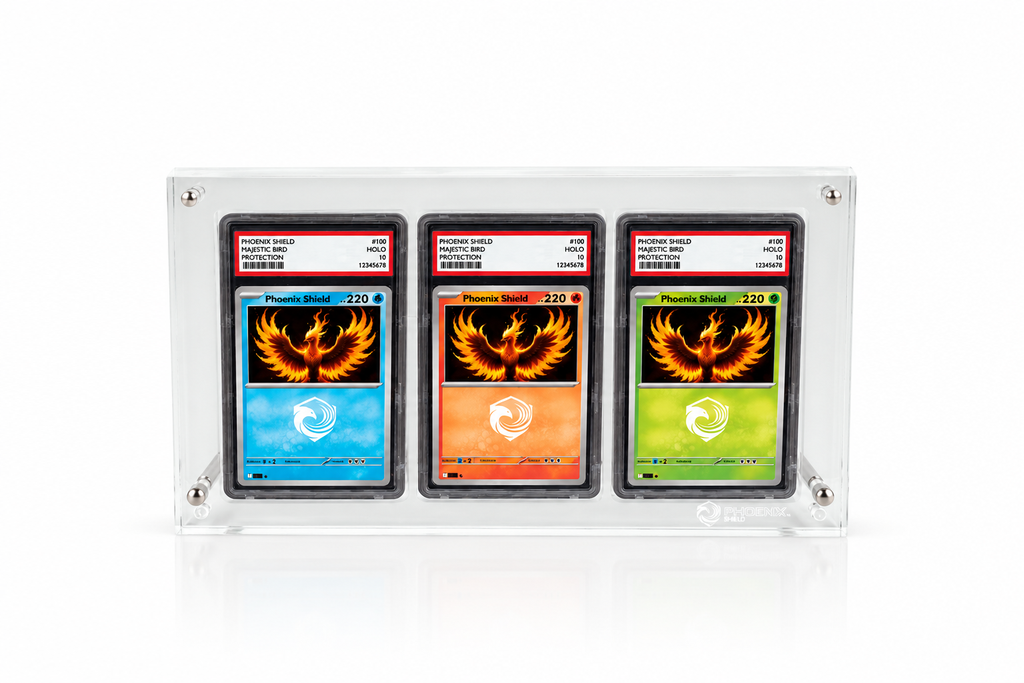 Phoenix Shield – Protection Acrylique 3 Cartes Gradées PSA – UV 99 %