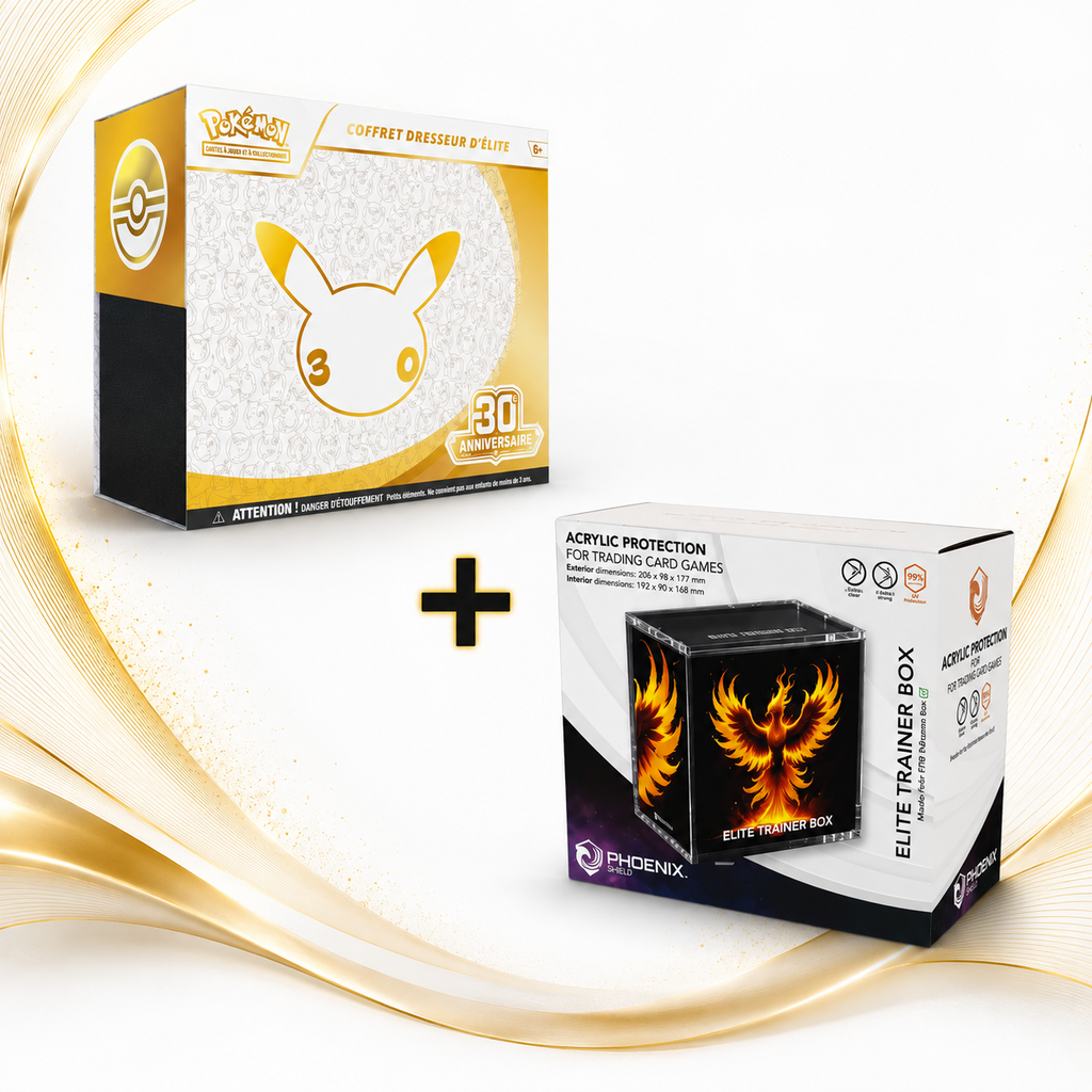 Pokémon – Coffret Dresseur d’Élite 30e Anniversaire + Protection Acrylique Phœnix